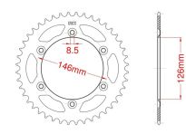 Achtertandwiel aluminium 44 tanden