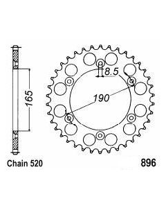 Achtertandwiel aluminium 44 tanden