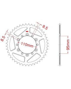 Achtertandwiel aluminium 41 tanden