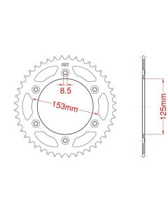 Achtertandwiel aluminium 48 tanden hybrid rood