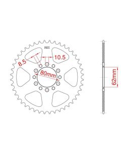 Achtertandwiel aluminium 51 tanden