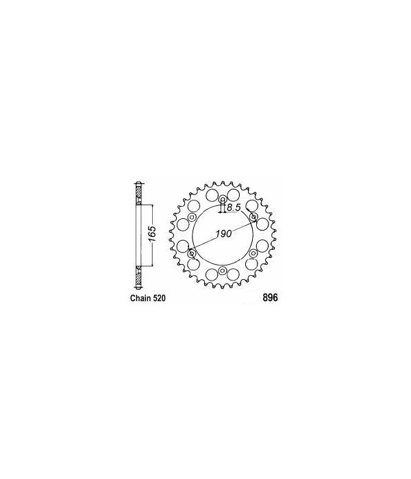 Achtertandwiel aluminium 45 tanden