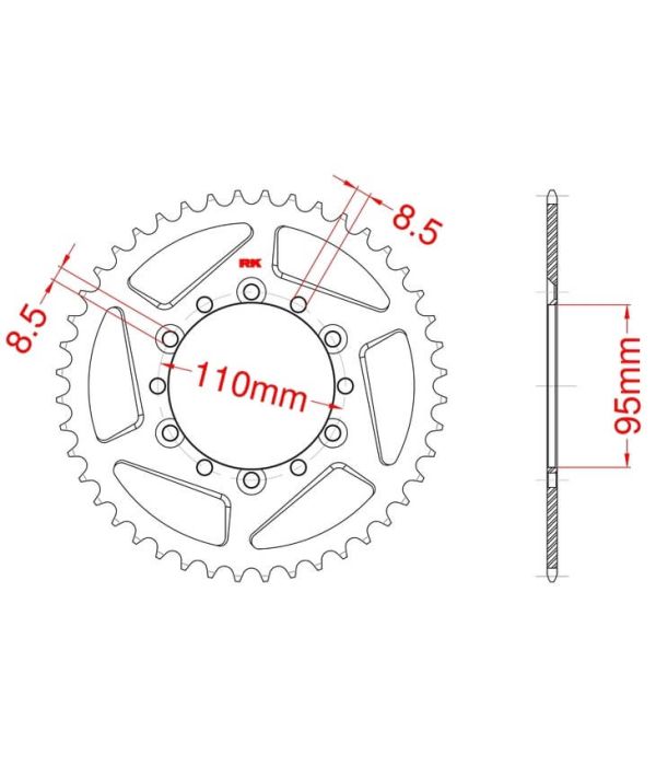 Achtertandwiel aluminium 41 tanden