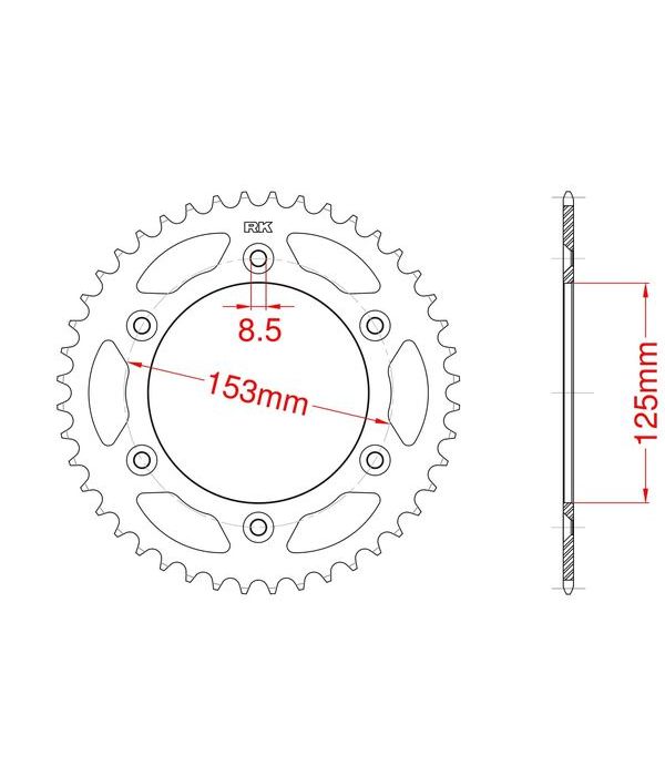 Achtertandwiel aluminium 36 tanden