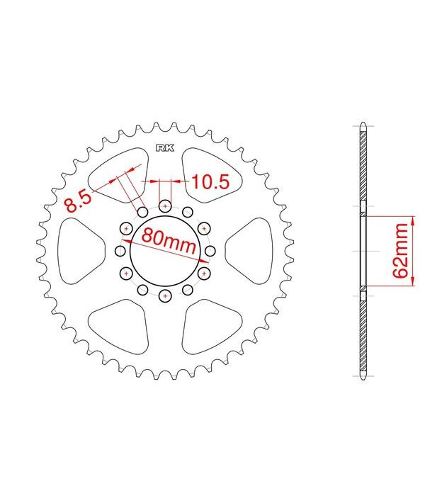 Achtertandwiel aluminium 51 tanden