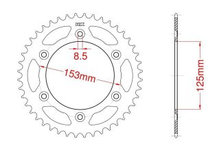 Achtertandwiel staal C45 versterkt 49 tanden